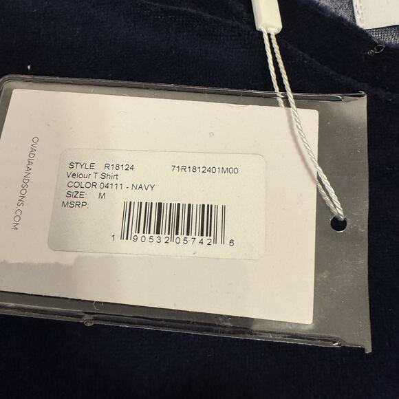 Ovadia & Sons Men's Medium Blue Velour Short Sleeve Crew Neck T-Shirt NEW - Picture 8 of 12